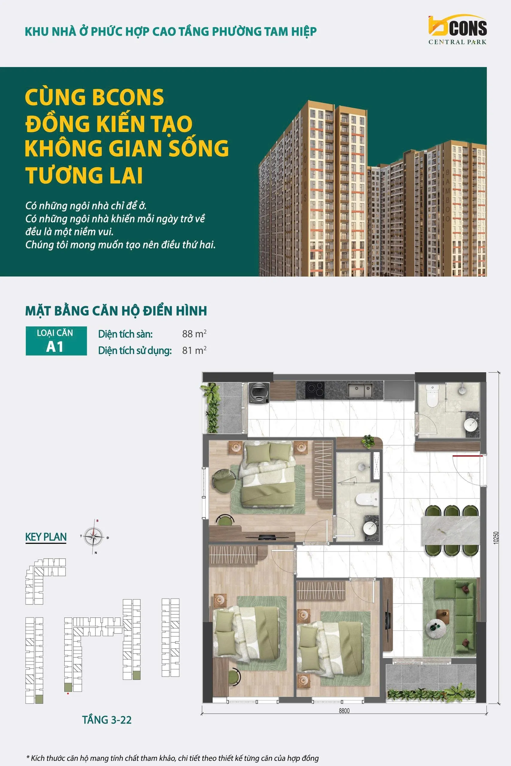 Mặt bằng căn hộ A1 - Bcons Central Park