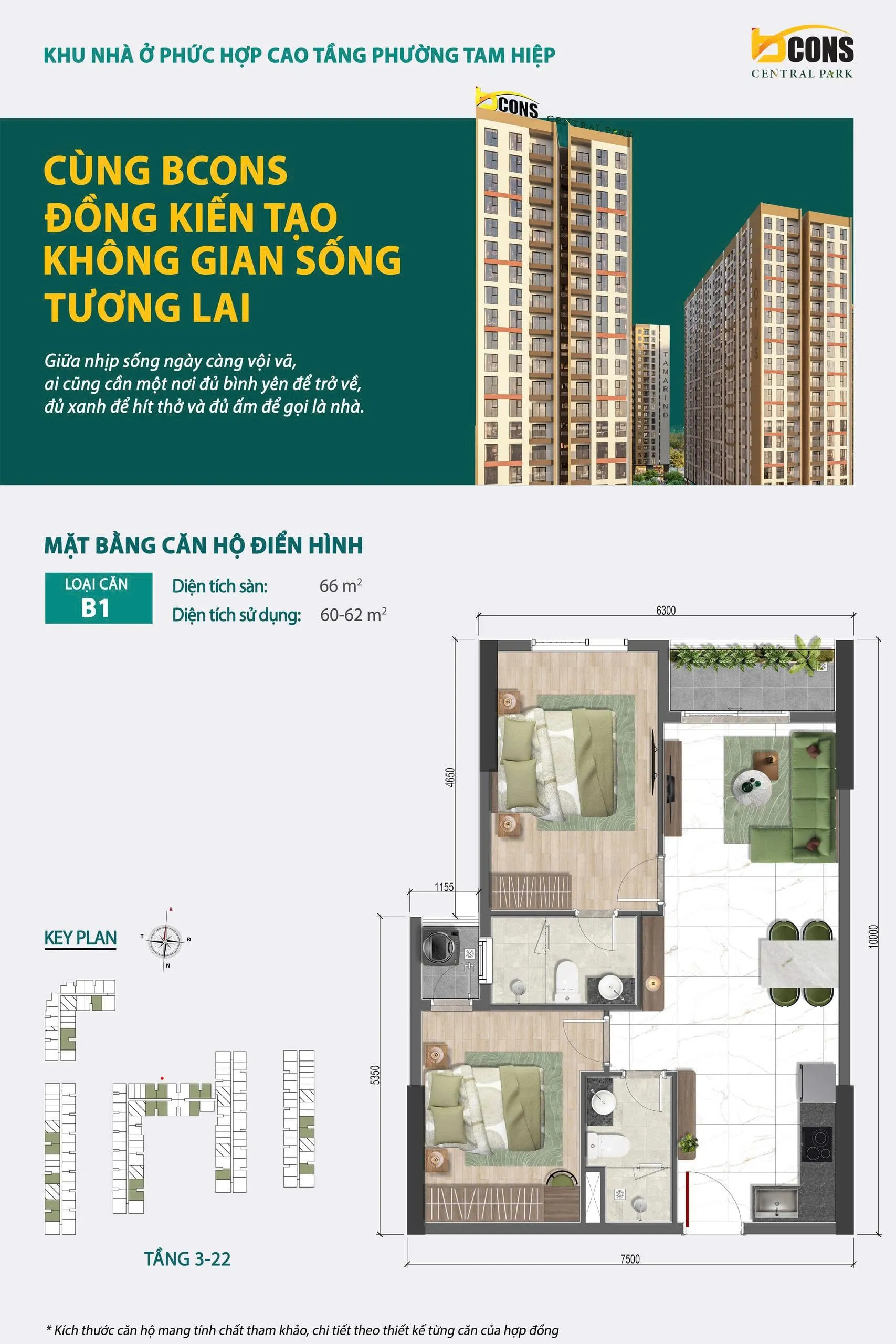 Mặt bằng căn hộ B1 - Bcons Central Park