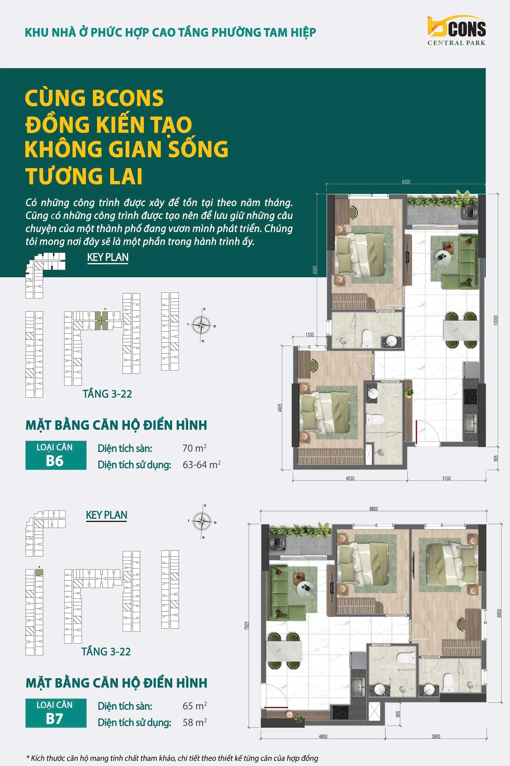 Mặt bằng căn hộ B6 + B7 - Bcons Central Park