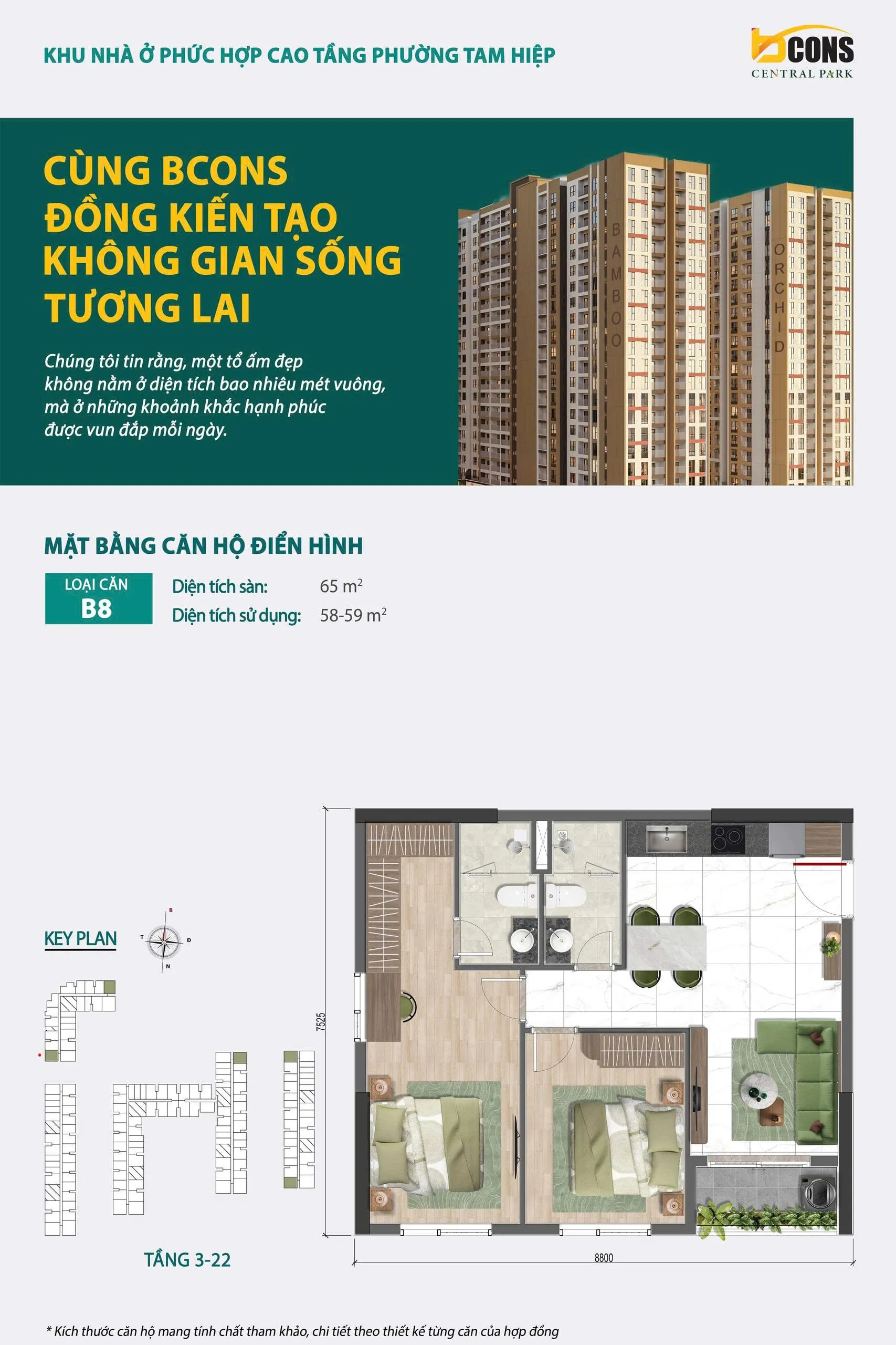 Mặt bằng căn hộ B8 - Bcons Central Park