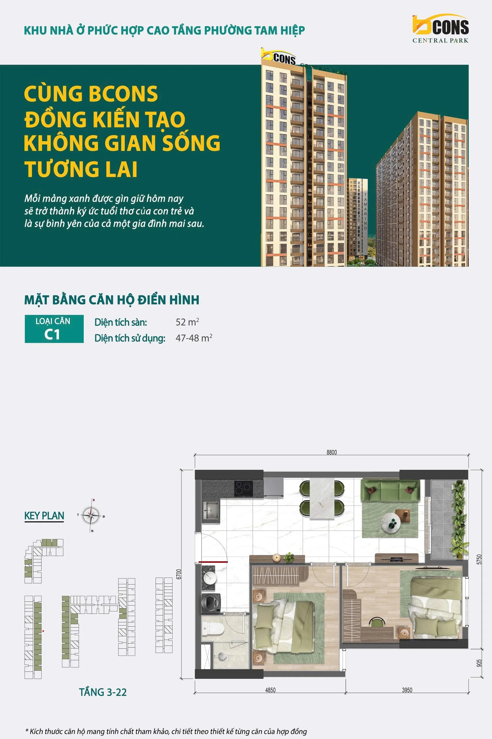 Mặt bằng căn hộ C1 - Bcons Central Park