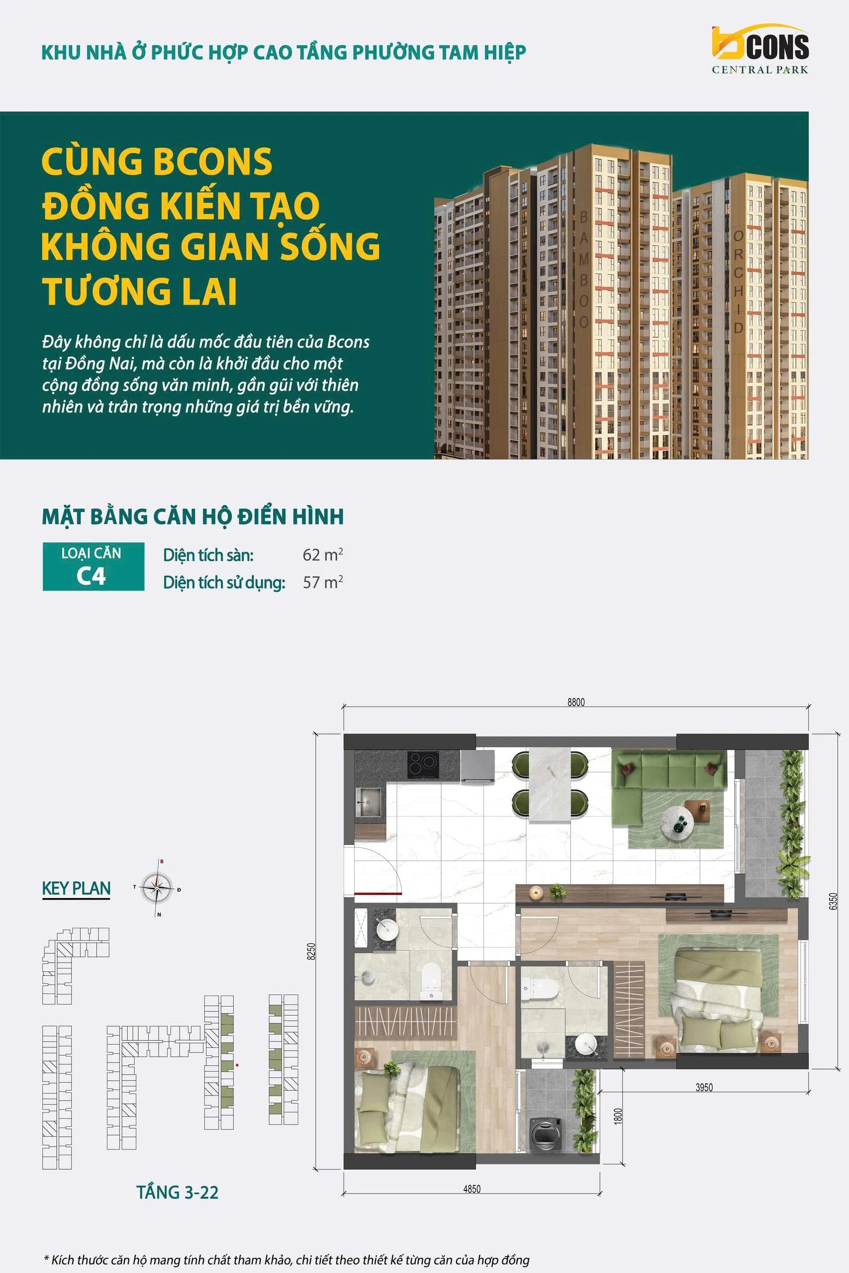 Mặt bằng căn hộ C4 - Bcons Central Park