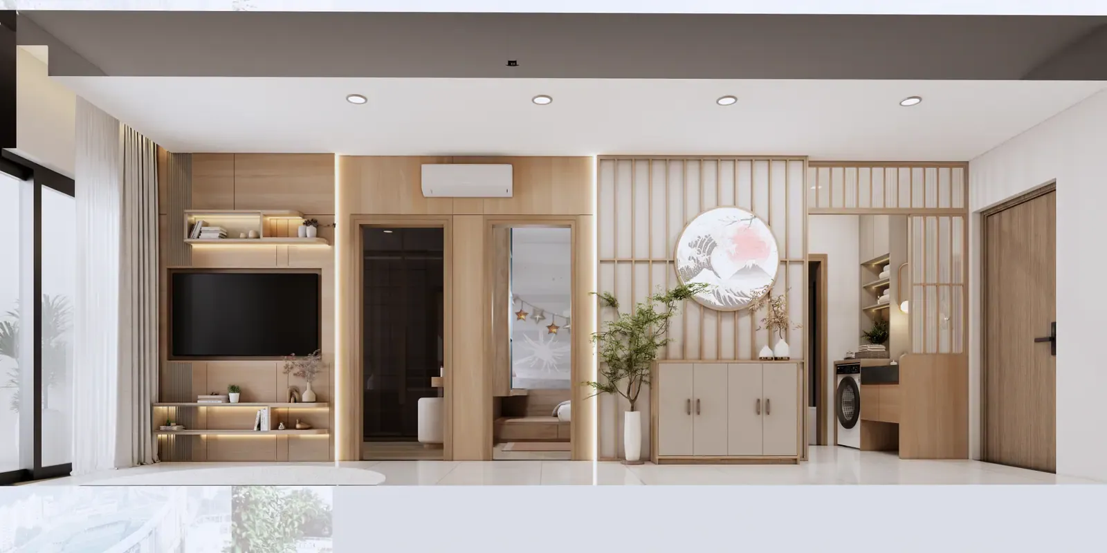 Phòng khách nhìn về lối vào